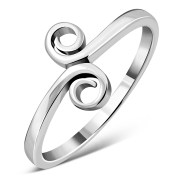 Delicate Plain Spiral Silver Ring, rp833