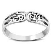 Plain Silver Waves Band Ring, rp836