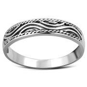 Ethnic Plain Silver Waves Band Ring, rp839
