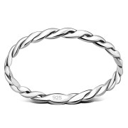 Twisted Delicate Plain Celtic Silver Band Ring, rp843