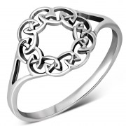 Round Celtic Knot Plain Silver Ring, rp859