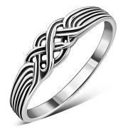 Celtic Knot Grooved Silver Band Ring, rp134