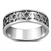 Star of David Sterling Silver Band Ring, rp894
