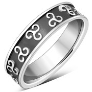 Celtic Triskele Triple Spiral Band Ring, rp895