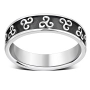 Celtic Triskele Triple Spiral Band Ring, rp895