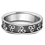 Celtic Triskele Triple Spiral Band Ring, rp895