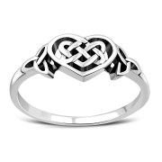 Irish Celtic Love Heart Trinity Knot Promise Silver Ring, p901