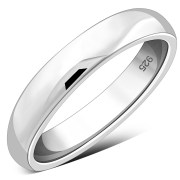 3.9mm Wide | Plain Half Round Top Silver Blank Engravable Wedding Band Ring, rp903