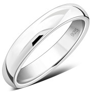 3.9mm Wide | Plain Half Round Top Silver Blank Engravable Wedding Band Ring, rp903