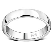 3.9mm Wide | Plain Half Round Top Silver Blank Engravable Wedding Band Ring, rp903