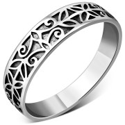 Flowers Sterling Silver Band Ring, rpk41