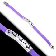Purple/ Violet Rubber w/ Stainless Steel Cut-out Tribal Design Watch-Style Bracelet - TCL191