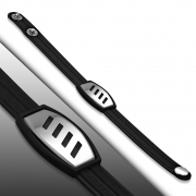 Greek Key Striped Black Rubber w/ Stainless Steel Cut-out Diagonal Watch-Style Snap Bracelet - TCL349