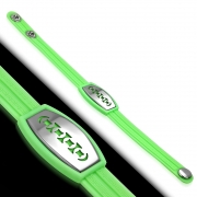 Greek Key Striped Light Green Rubber w/ Stainless Steel Cut-out Geometric Watch-Style Snap Bracelet - TCL356