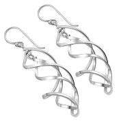 Eternal Infinity Twisting Spiral Sterling Silver Dangle Drop Hook Earrings, tpeh001