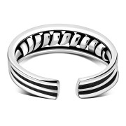 Twisted Coil Tribal Sterling Silver Adjustable Open Toe Ring, tptr003