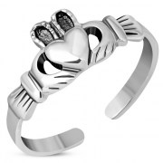 Claddagh Toe Ring Plain Sterling Silver, tr69