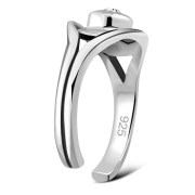 Cubic Zirconia Eye Silver Toe Ring, trs1