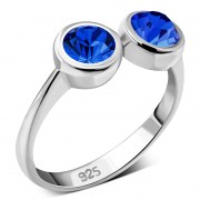 Blue Sapphire CZ Silver Toe Ring, trs2