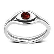 Garnet CZ Evil Eye Silver Toe Ring, trs4