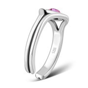 Rose Pink Cubic Zirconia Evil Eye Silver Toe Ring, trs5