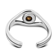 Rose Pink Cubic Zirconia Evil Eye Silver Toe Ring, trs5