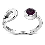 Amethyst Cubic Zirconia Silver Toe Ring, trs006