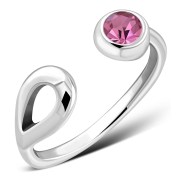 Rose Pink Cubic Zirconia Silver Toe Ring, trs006