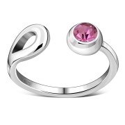 Rose Pink Cubic Zirconia Silver Toe Ring, trs006