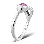 Rose Pink Cubic Zirconia Silver Toe Ring, trs006