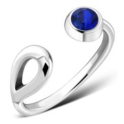 Blue Sapphire Cubic Zirconia Silver Toe Ring, trs006