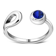 Blue Sapphire Cubic Zirconia Silver Toe Ring, trs006