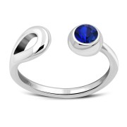 Blue Sapphire Cubic Zirconia Silver Toe Ring, trs006