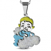 Stainless Steel Enameled Stardust Baby On A Cloud Charm Pendant - VPL151
