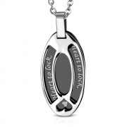 Stainless Steel 2-tone Heart Affirmation-Love Oval Pendant - WPB060