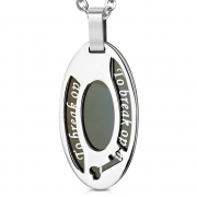 Stainless Steel 2-tone Key Affirmation-Love Oval Pendant - WPB061