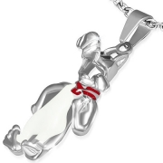 Stainless Steel 3-tone Standing Dog Charm Pendant - WPB226
