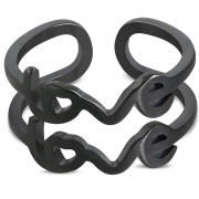Black Stainless Steel Matte Finished Love Monogram Fancy Cuff Ring - WRP172