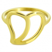 Gold Color Plated Stainless Steel Open Love Heart Fancy Ring - WRP175