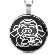 Stainless Steel 2-tone Pig Chinese Zodiac Sign Circle Pendant - XPT092