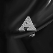 Stainless Steel Sandblasted Alphabet A Stud Earrings (pair) - ZEM219