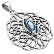 Abalone Trinity Knot Silver Pendant, p496