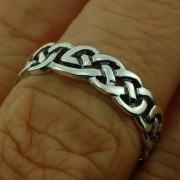 All round Celtic Knot Patterns Silver band Ring, rp145