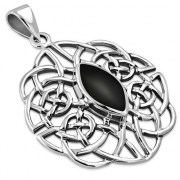 Black Onyx Trinity Knot Silver Pendant, p496