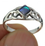 Celtic Knot Abalone Shell Silver Ring, r534