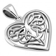 Celtic Knot Heart Silver Pendant, pn535