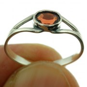 Delicate Garnet Solid Sterling Silver Ring, r518