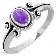 Ethnic  Style Amethyst Silver Ring, r273at