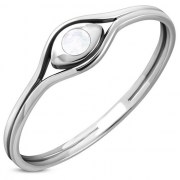 Evil Eye Mother of Pearl Silver Ring, r579