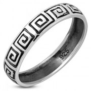 Greek Key Silver Wedding Ring, rp615